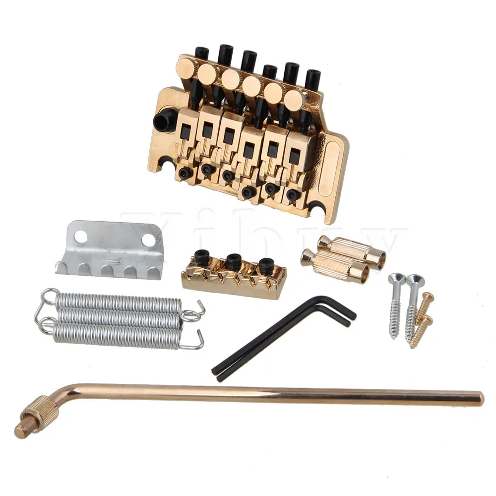 

Yibuy Right-handed System Double Locking Guitar Tremolo Bridge Golden
