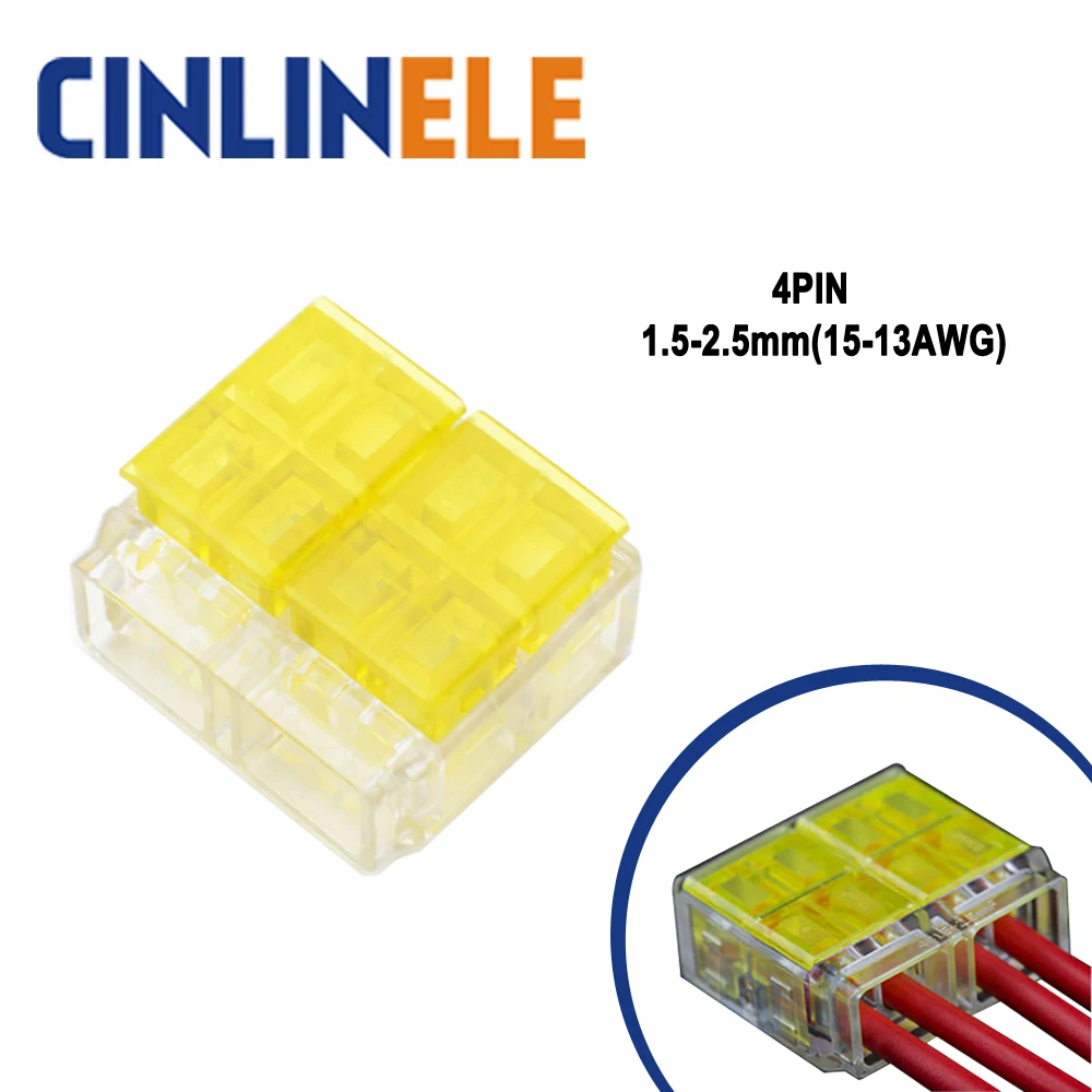 

10PSC Quick Splice Wire Connector LED strip 4Pin 1.5-2.5mm(15-13AWG) Terminal Wago Junction box