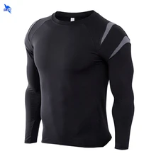 Мужская спортивная рубашка для бега с длинным рукавом для бодибилдинга дышащая тренировки по футболу баскетболу футболка для фитнеса спортивная одежда