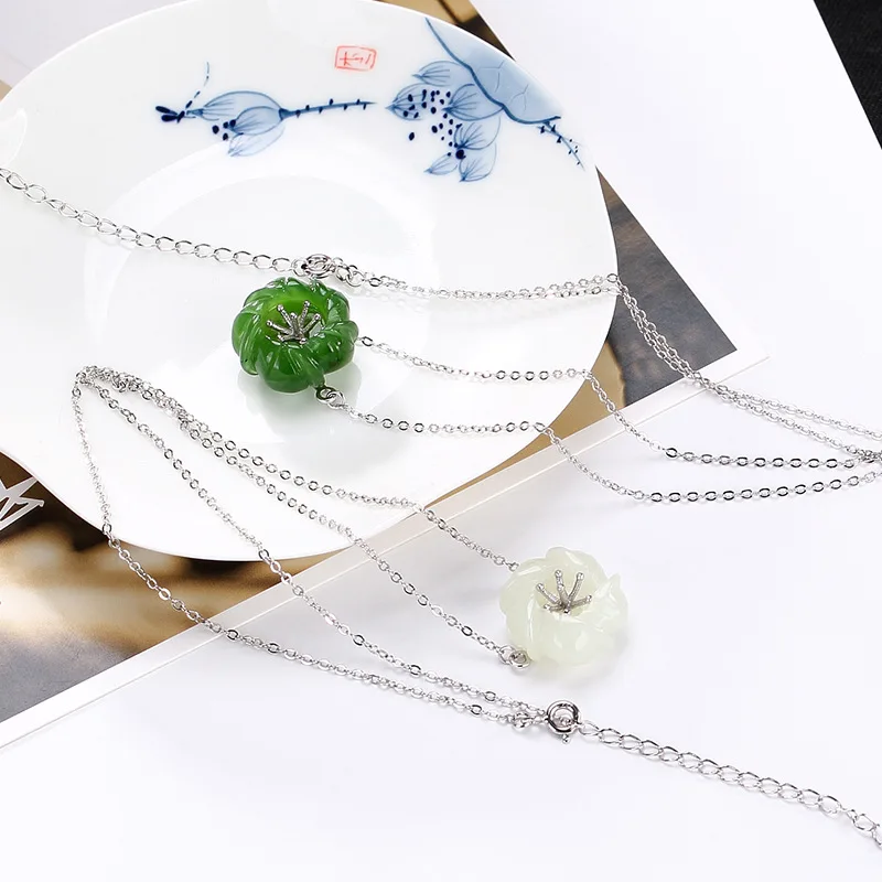 2018 Direct Selling Hot Sale Jasper Retro 100% 925 Sterling Royal Natural Stones Pendant Necklace Jewelry For Women Vintage | Украшения и