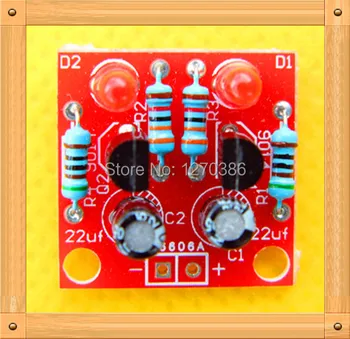 

Free Shipping!!! 2pcs Transistor multivibrator / simple LED flash electronic production / DIY flashing light kit (spare parts)