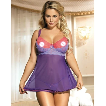 

High quality purple babydoll plus size sexy lingerie 2018 new hot fashion lenceria sexy hot design special sexy lingerie pajamas