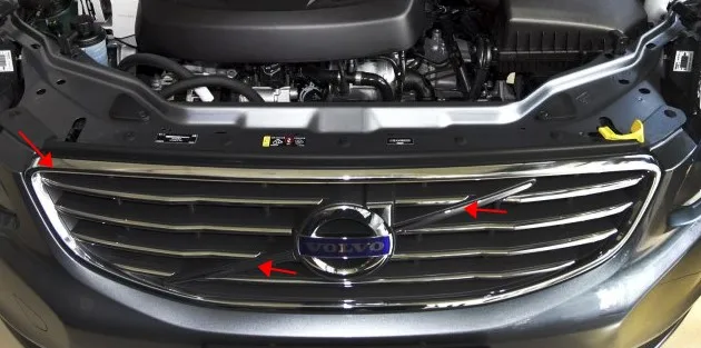 

ABS Chrome Front Grill Decoration Cover Bar Trims For Volvo XC60 2015 3PCS