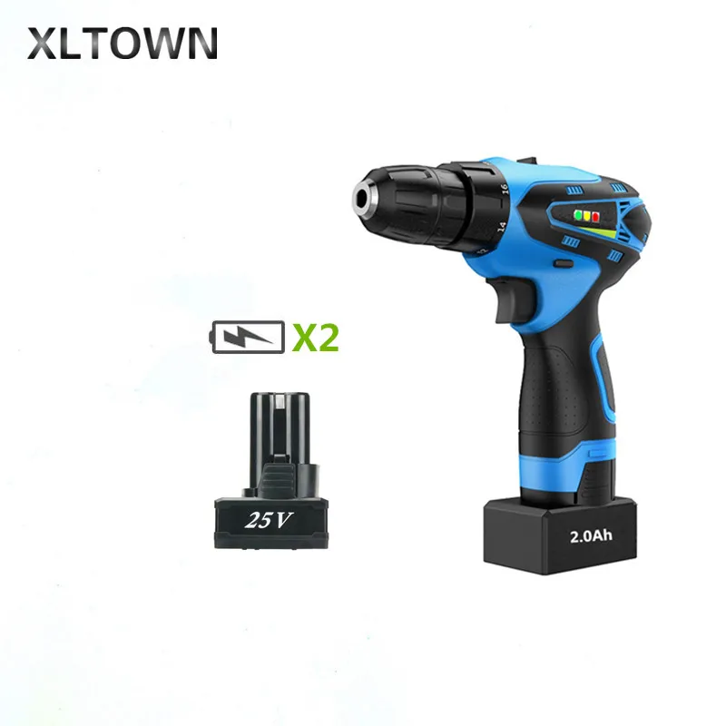

XLTWON New 25V Electric Screwdriver With 2 battery Multifunction Electric Drill Charging Cordless Electric Drill