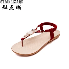 Vente chaude 2017 Nouvelle De Mode Femmes Sandales Perlé Dames Flip Flops Bohême Femme Chaussures Confort Plage D’été Plat Sandales BT143