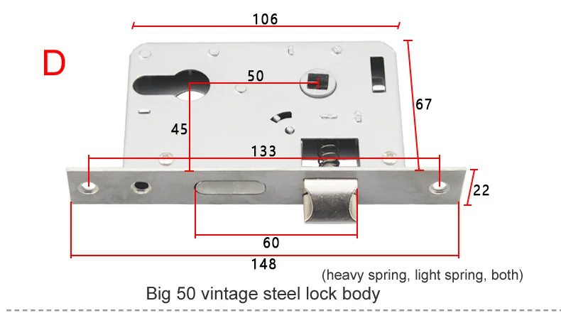 Большой корпус 50 замков, 5045 анти-замок, старомодный, тяжелая пружина, функция связи, длина 145, медь и сталь, материал - Цвет: D