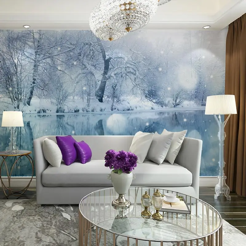 Aliexpress.com: Comprar Nieve paisaje de bosque de foto de papel de