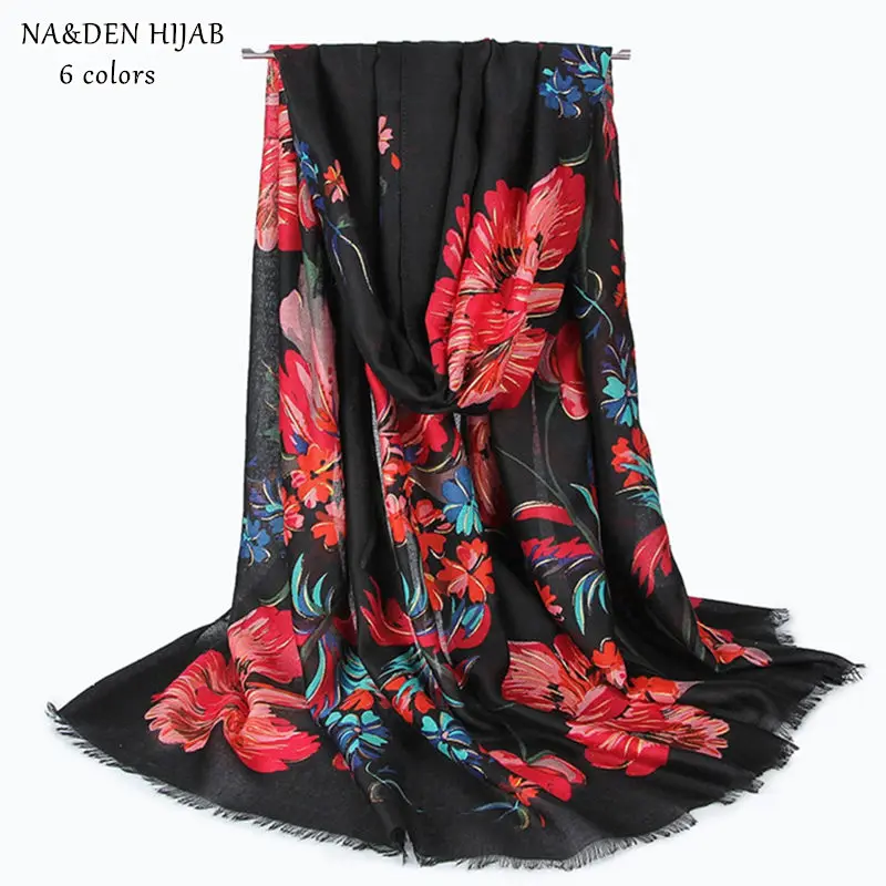 20 Colors Women Pashmina Cashmere Shawl Scarf Embroider Flower Long Scarves