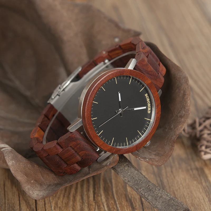 BOBO BIRD, красный деревянный ремешок, часы для мужчин, натуральные, ручной работы, Япония, для мужчин, t, кварцевые, деревянные, наручные часы, relogio masculino, C-M16