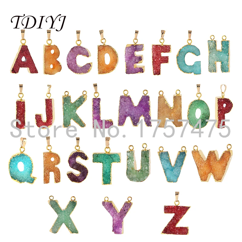 TDIYJ-1Pcs-New-Design-A-Z-Gold-Initial-Natural-Rock-Druzy-Quartz-Stone-Pendants-for-Women