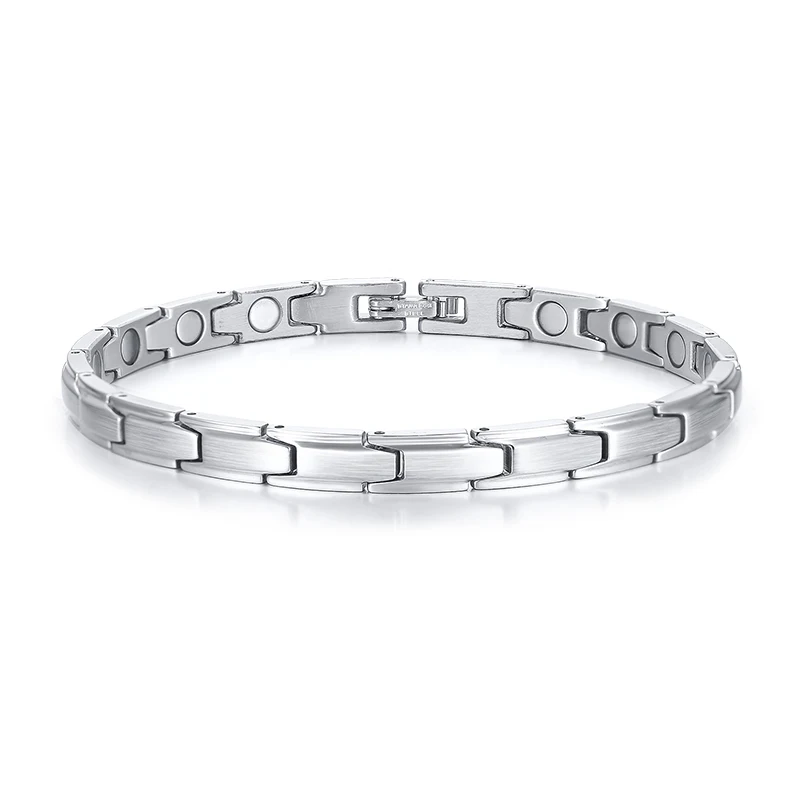 Vnox, 6 мм, магнитные браслеты для женщин, нержавеющая сталь, Био энергия, сила здоровья, женский темперамент, ювелирные изделия, Pulseira - Окраска металла: Silver Bracelet