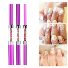 3 шт./лот, двухсторонние C кривые стразы, металлическая трубка, разные размеры, акриловые кончики для дизайна ногтей, французский стержень, палочка, инструменты для маникюра