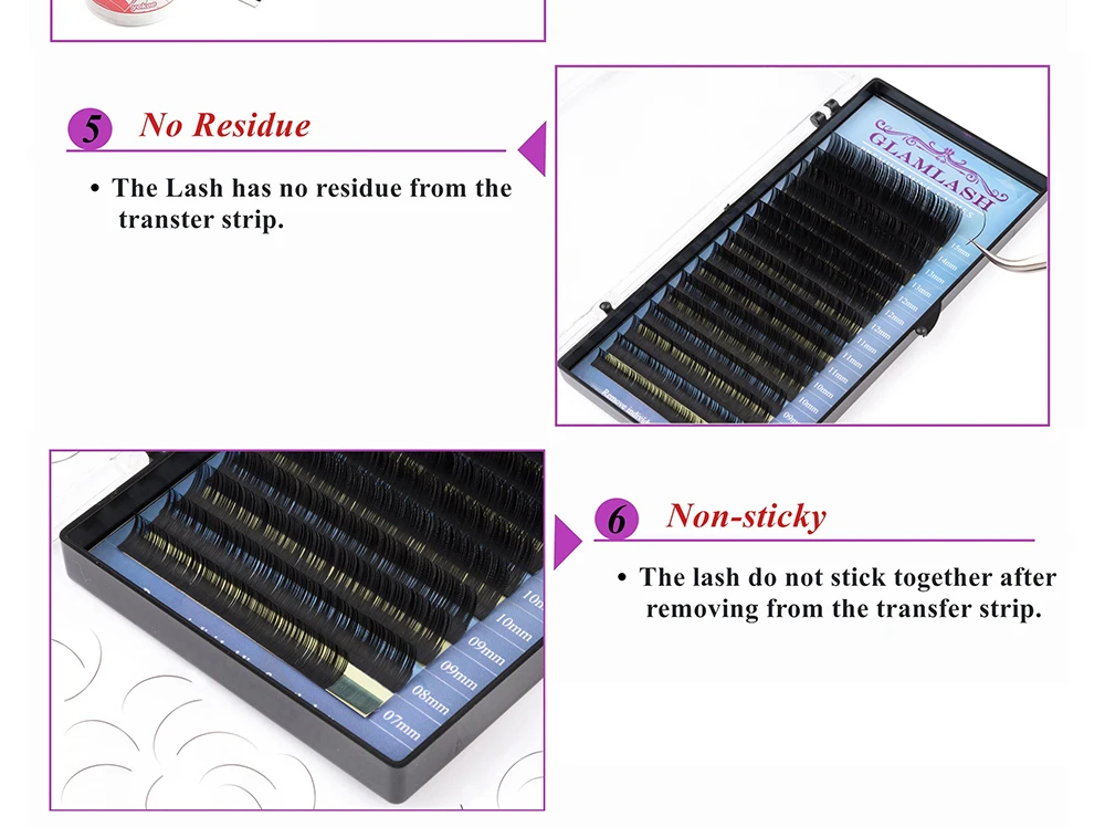 GLAMLASH J B C D Curl Lash длина 7-15 мм смешанные в один лоток для ресниц удлинение отдельных ресниц из искусственной норки Мягкие Накладные ресницы