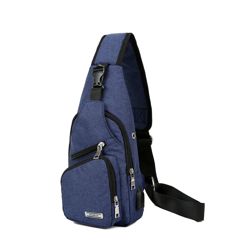 DIOMO Сумка-слинг для мужчин, нагрудная сумка с usb зарядным портом, Оксфорд, Повседневная маленькая сумка через плечо, Короткие дорожные сумки-мессенджеры - Цвет: Синий