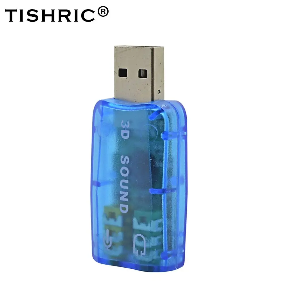 TISHRIC USB внешняя звуковая карта 5,1 3D аудио адаптер USB до 3,5 мм Интерфейс микрофон наушники для MAC компьютер профессиональный
