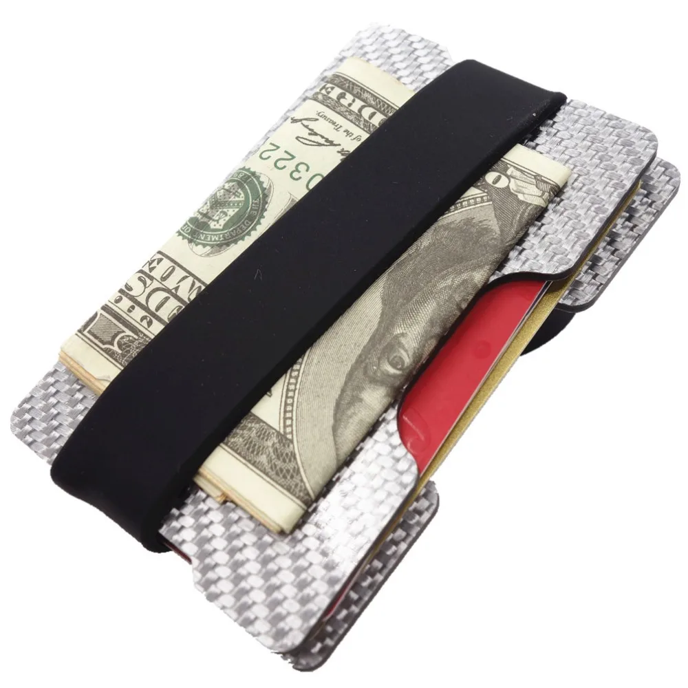 

Carbon Fiber Credit Card Holder RFID Blocking Slim Travel Wallet Durable Purse For Men Minimalist Front Pocket Elatic Money Band