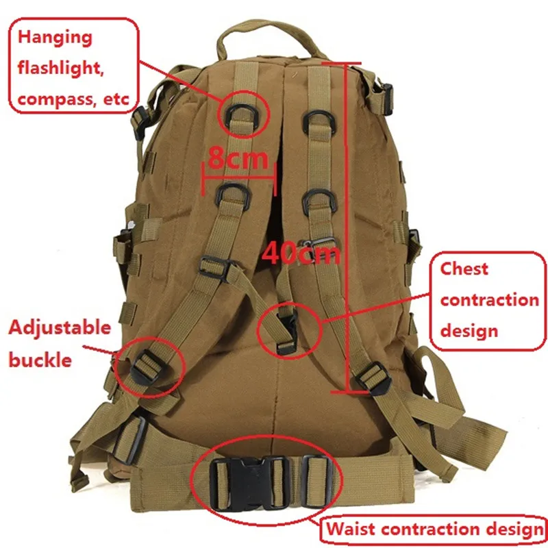 55L 3D Outdoor Sports military tactical backpack camping hiking Backpack rucksacks Shoulders bags M