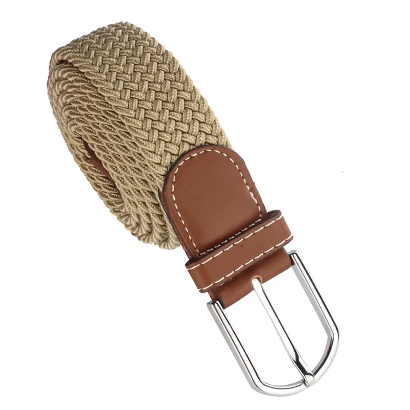 New Men women Canvas Leather Braided Elastic Stretch Metal Buckle Belt Waistband belts for women men 40FE0209