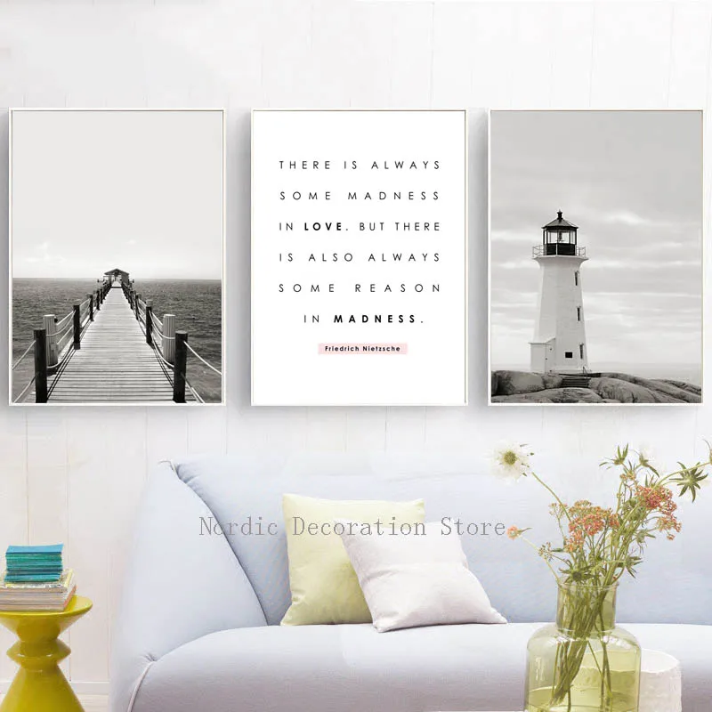 

Nordic Poster Black And White Sea Pictures Canvas Prints Landscape Tower Bridge Wall Art Painting Posters And Prints Unframed
