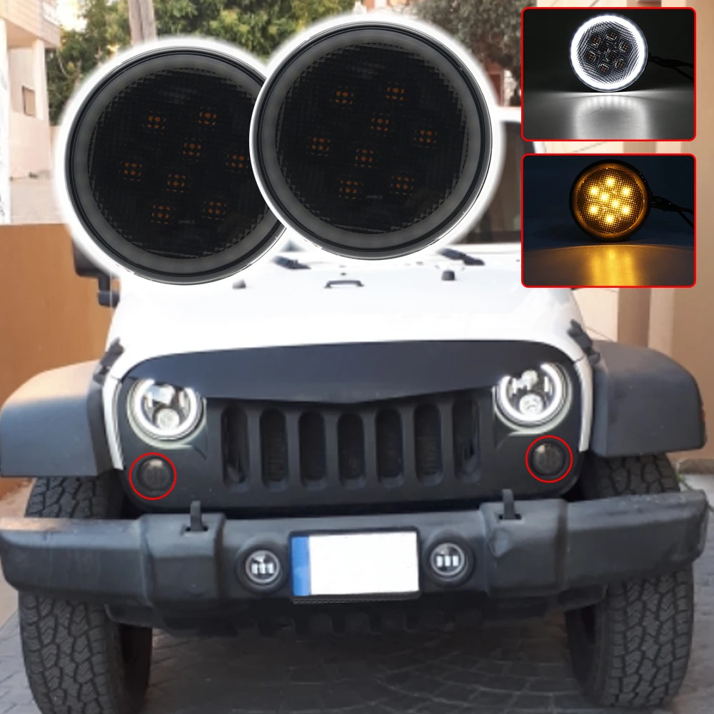 Для Jeep Wrangler jk передний светодиодный поворотный сигнал пара передняя звезда DRL