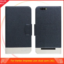 

5 Colors Hot!! Vertex Impress Lion dual cam (3G) Case Flip Leather Exclusive Phone Cover Folio Book Card Slots Free Shipping