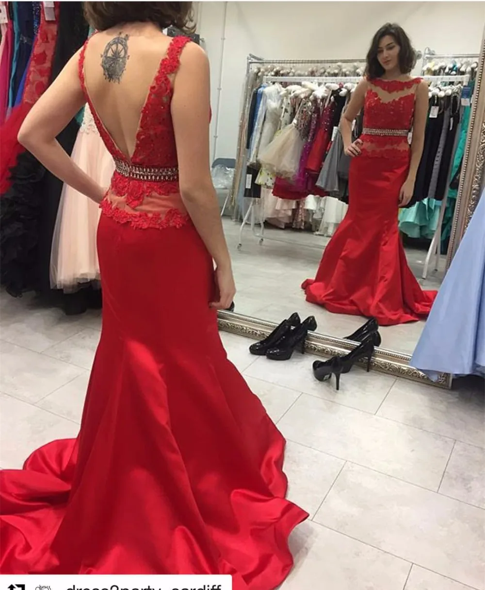 Элегантные Длинные Платья Выпускного Вечера 2017 vestidos de noche Русалка Scoop Длиной до