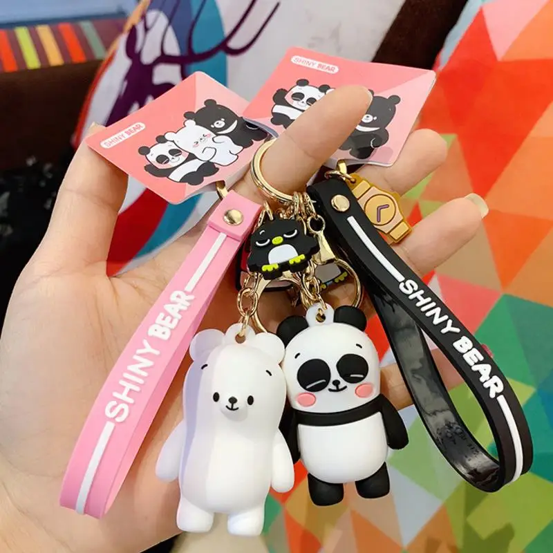 ##BUY 1 Pc Hot sale cute Cartoon Animal panda bear pvc Keychain lovely bear Backpack Pendant Figure Toys gift