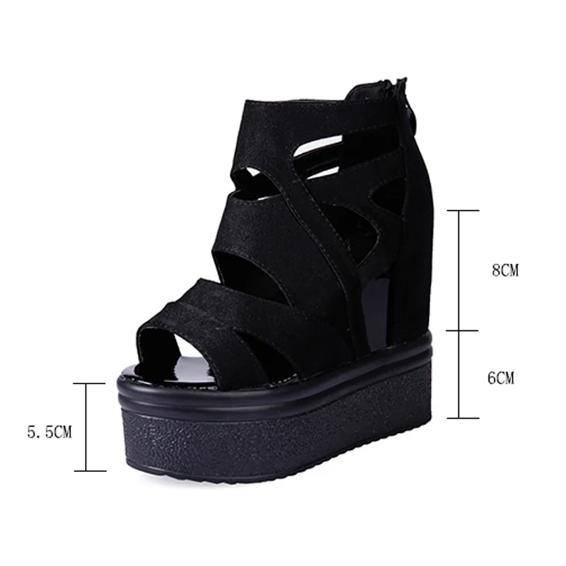 2018 Summer High-heeled Sandals For Women Thick-soled Rome Height Increased Open Toe Lady Creepers Platform Shoes Woman Sandals (5)