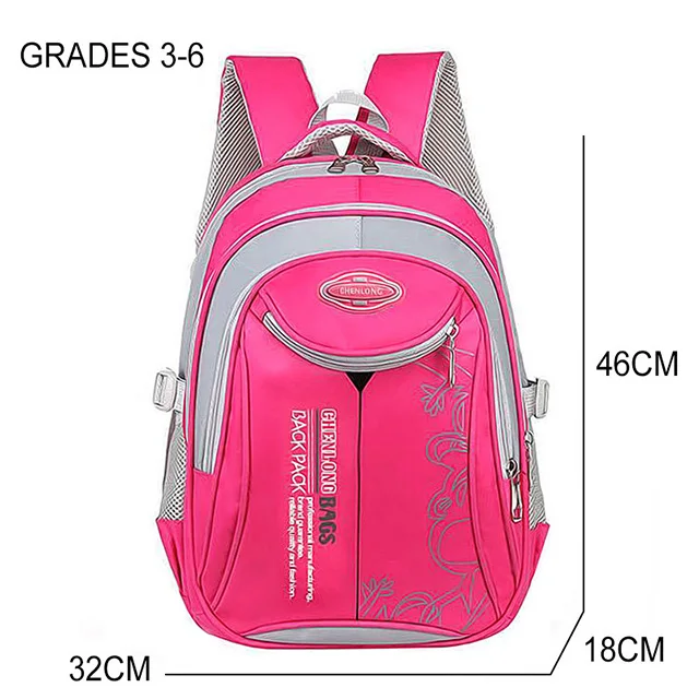 Популярные водонепроницаемые школьные ранцы для мальчиков и девочек, большой емкости, детский школьный рюкзак, легкая сумка-портфель, Детская сумка-книжка, Mochila - Цвет: rose red-L