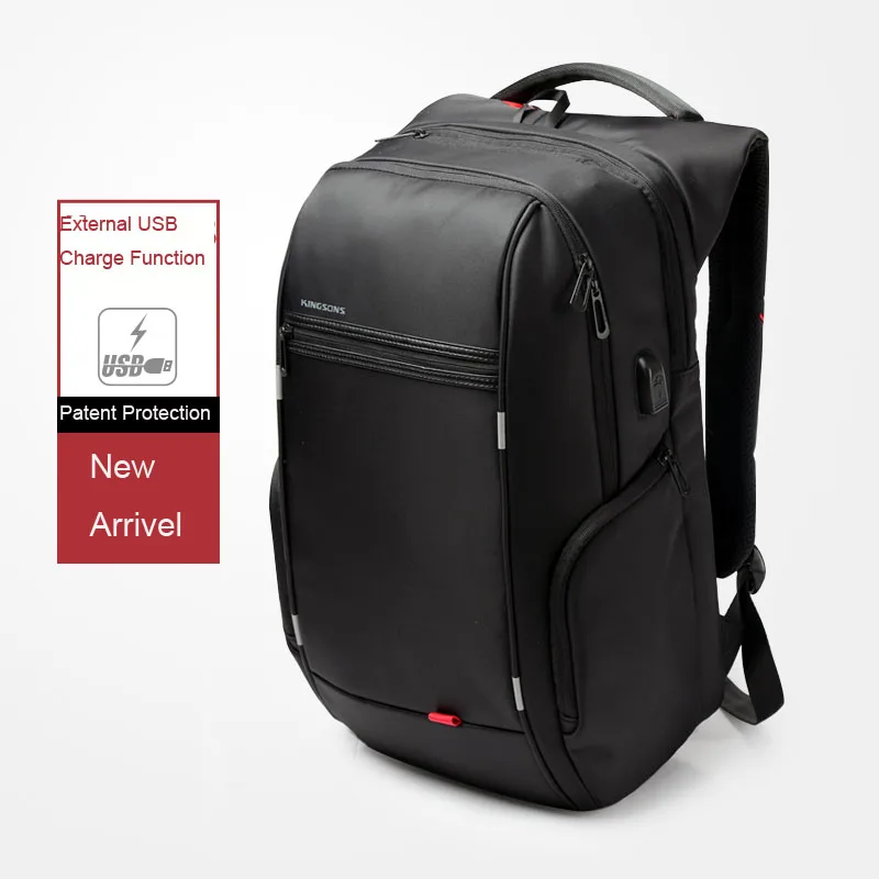  kingsons Men USB Charge Computer Bag Anti-theft Notebook Backpack 13 15 17 inch Waterproof Laptop B