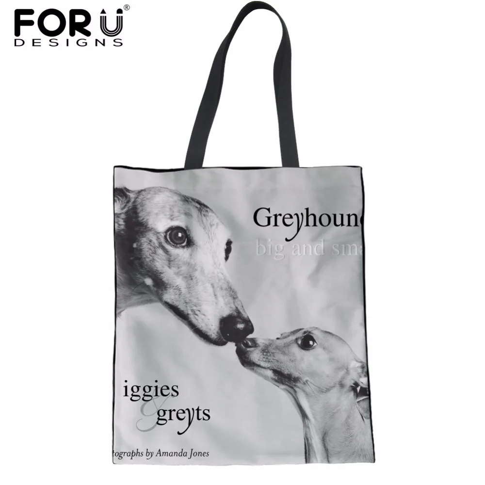 

FORUDESIGNS Cute Dark Grey Italian Greyhound Women Shoulder Bag Girls School Bookbag Fashion Canvas Shopping Tote Handbag Female
