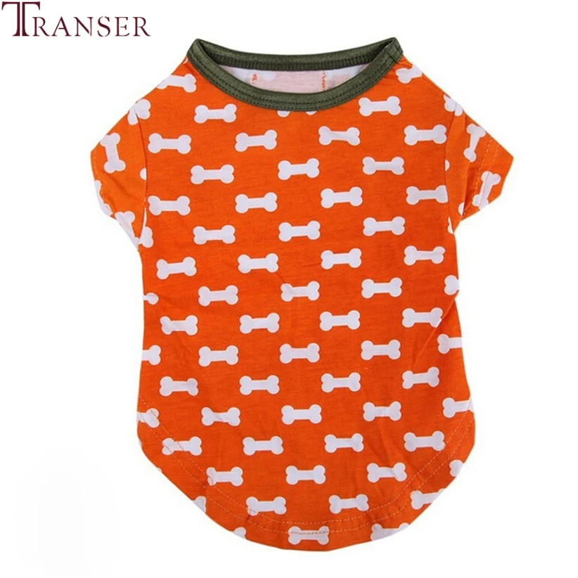 

Transer Casual Bone Print Red t shirt for Small Dogs Round Neck Short Sleeve Pet Clothing Summer Teddy Clothes 90423