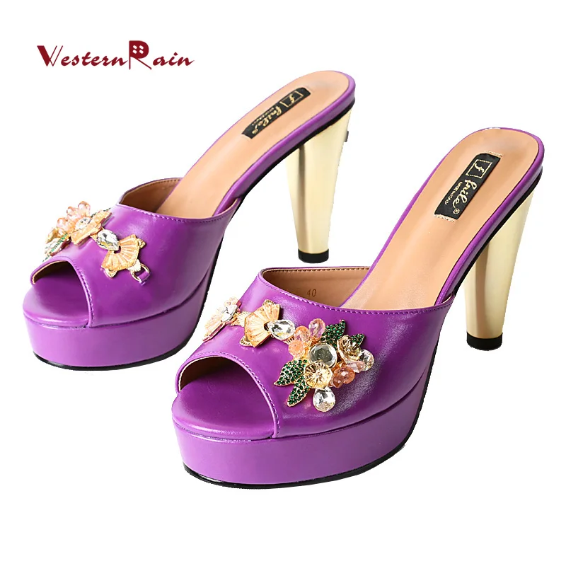 

WesternRain 2018 Italy shoes New Arrival Party Women Pumps Bottom High Heels With Alloy Sequins Lady Sandal F3894-6