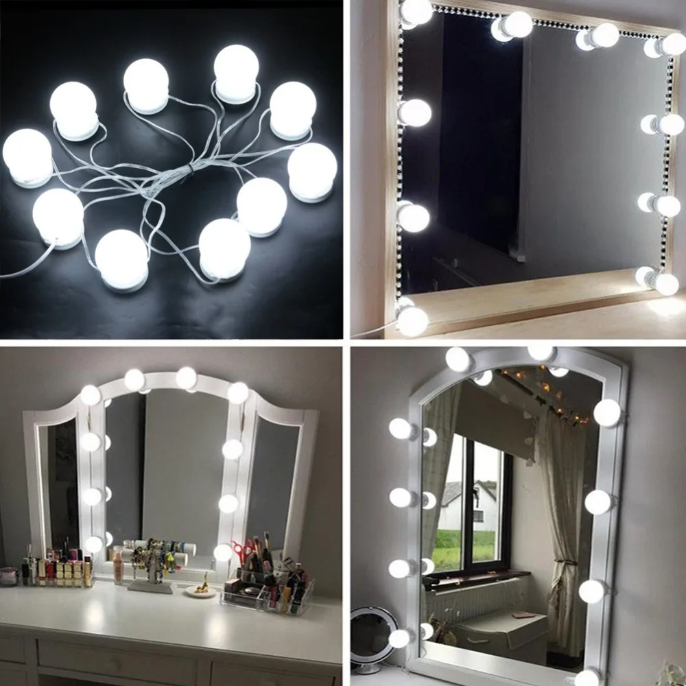

New Hollywood Style LED Vanity Mirror Lights Kit Bulbs Hide The Spinning Contraction Of The Wiring