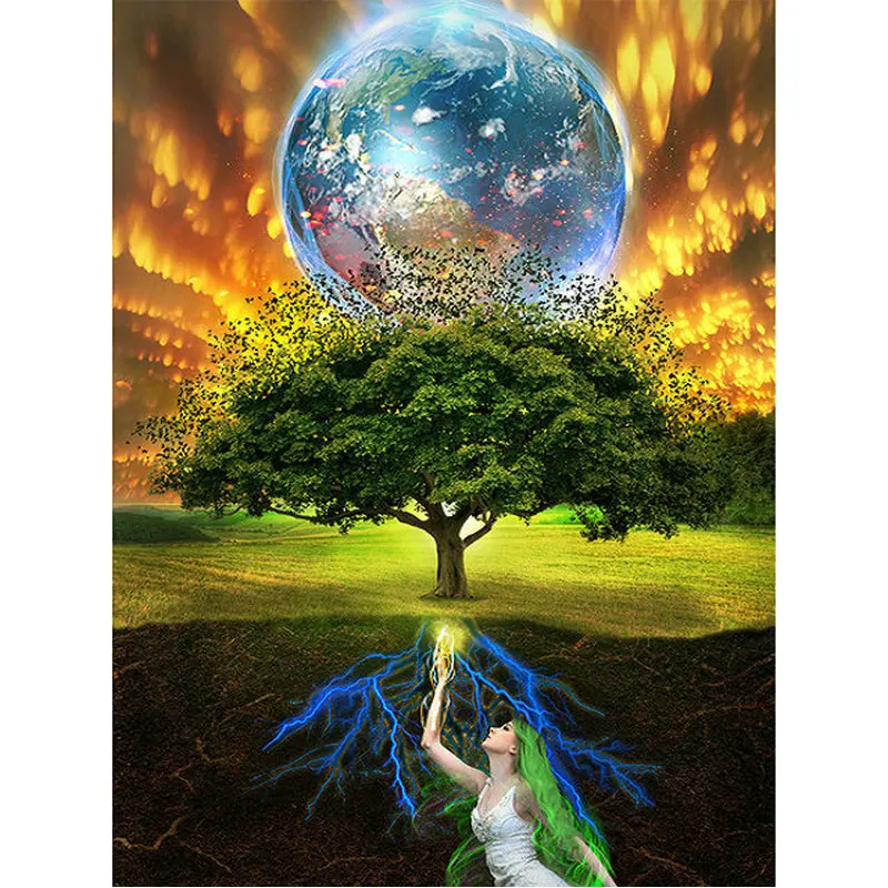 

5D DIY Diamond embroidery scenery tree Diamond Painting Cross Stitch Earth patterns painting rhinestone Needlework Home Decor