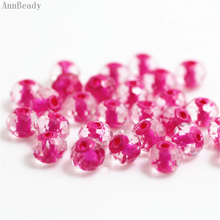 

AnnBeady Inside Rose Color 4x6mm 50pcs Rondelle Austria faceted Crystal Glass Beads Loose Spacer Beads For Jewelry Making