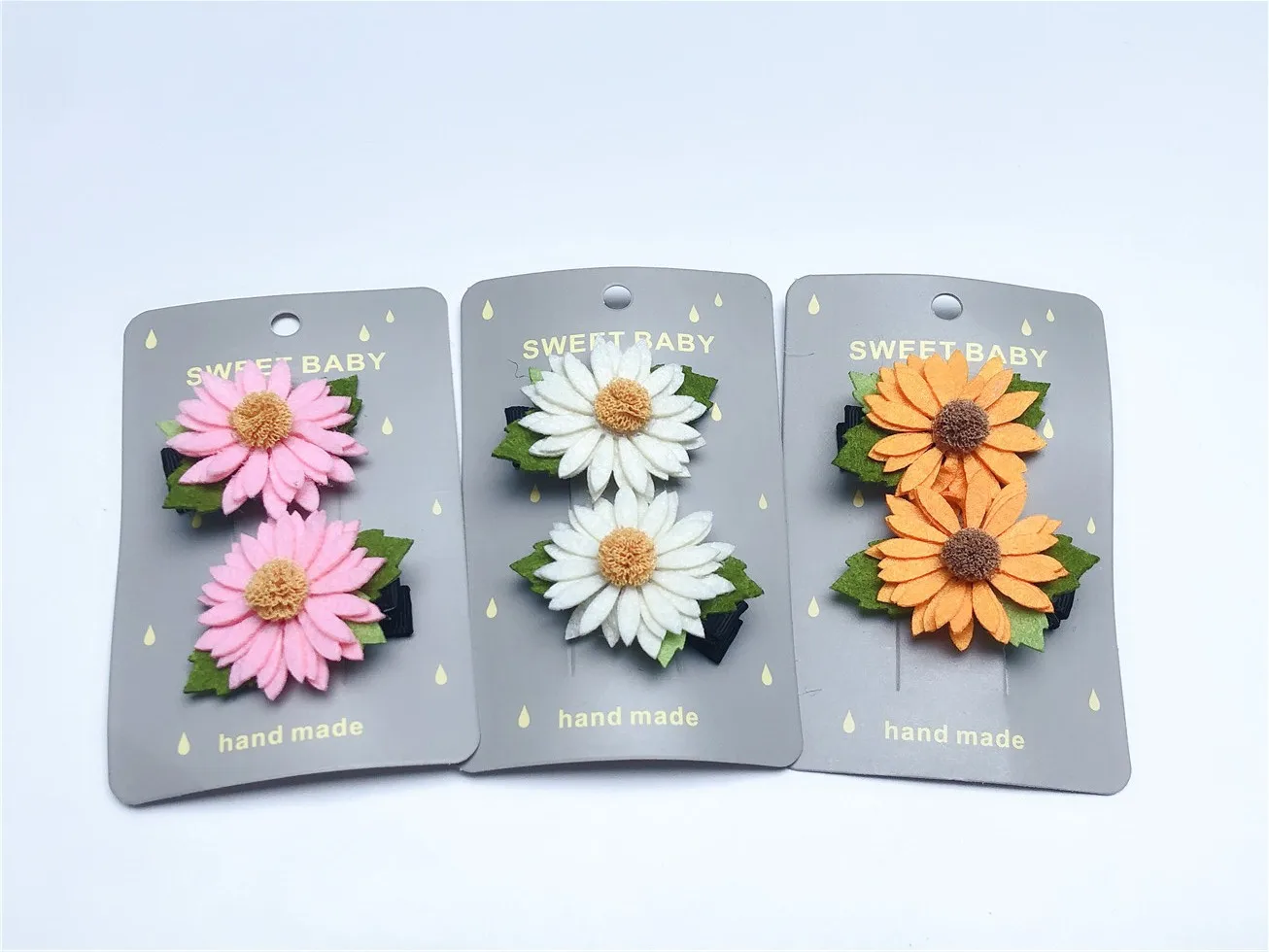 

Boutique ins 12sets Fashion Cute Felt Daisy Hairpins Solid Sunflower Floral Hair Clips Princess Headwear Hair Accessories