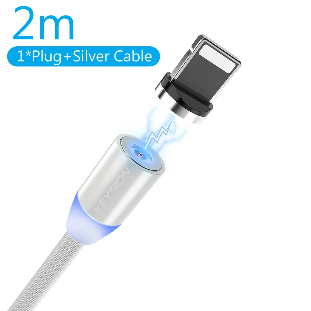 KEYSION type-C Магнитный USB кабель для Oneplus 7 Pro 6t 1m 2m 2A Быстрая зарядка Магнитный зарядный провод USB C кабель для Galaxy A50 - Цвет: Silver 2m
