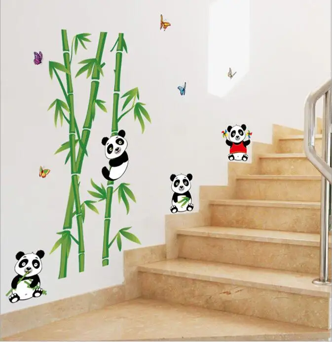 

Wallpapers Youman Green Bamboo Forest Panda Wall Stickers Vinyl DIY Decorative Mural Art for Living Room Cabinet Decoration