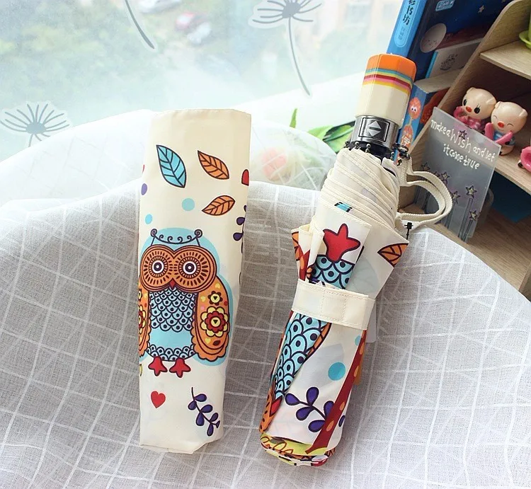 Оригинальные носочки для детей с милым Совы из 3 складной автоматический зонт от дождя plegable расцветка: пёстрая и элементы новизны высокого качества