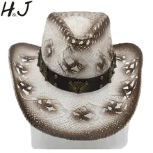 Западная ковбойская шляпа для Для женщин Для мужчин ручной работы плетеная солома леди в джентльменском стиле; пляжные кепки для защиты от солнца сомбреро Женская Ковбойская шляпа Размеры 58 см A0074