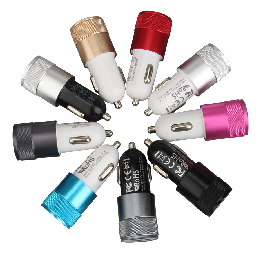 

New 2.1A 1A 5V Dual USB Port Car Charger Universal Phone Car-Charger for Xiaomi Samsung S8 IPhone X 8 Plus Tablet 100pcs