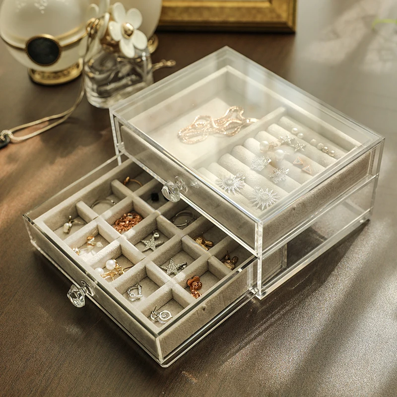Fashion Acrylic Jewelry Storage Box Makeup Organizer Ring