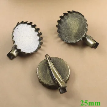 

25mm Multi-color Plated DIY Hairwear Components Round Crown Bezel CABs Duck Tongue Hairpin Bobby Pins Women's Hair Accessories