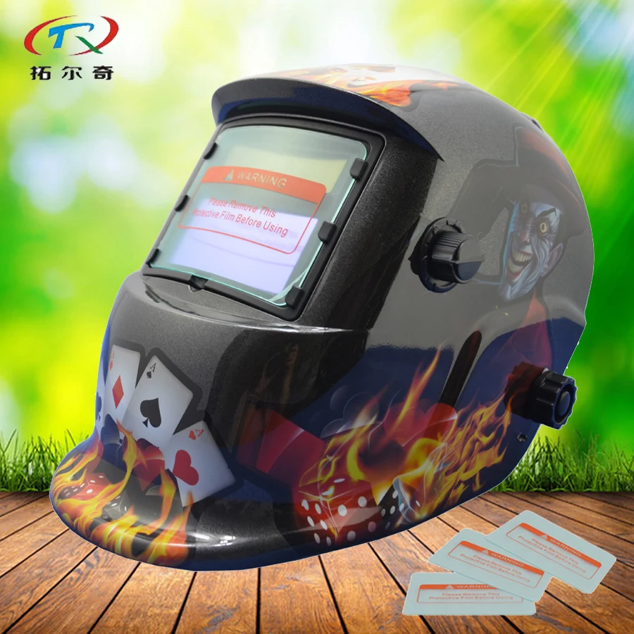 auto Darkening Welding Helmet solar replaced battery full face welding mask mig with protectors