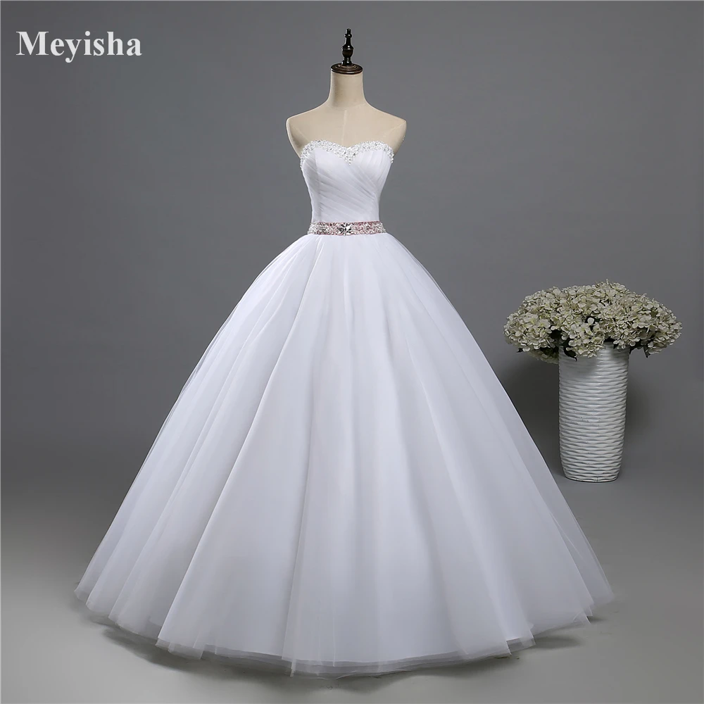 

ZJ9084 fashion Beads Crystal White Ivory Wedding Dresses for Brides Plus Size Maxi Formal Sweetheart