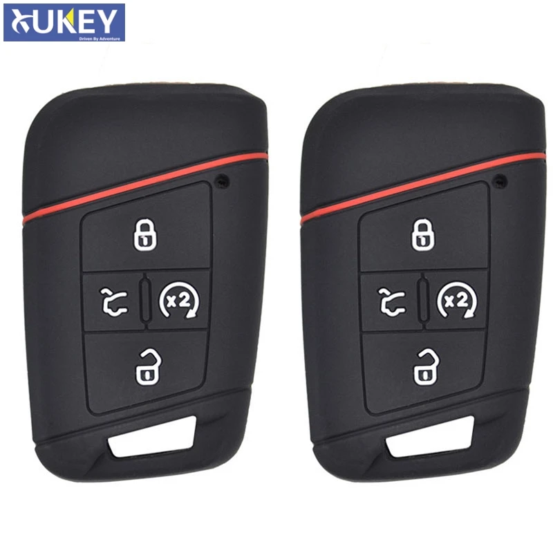 

2Pcs Silicone Remote Flip Key Cover For Volkswagen VW Tiguan Passat Golf Alltrack Atlas 2018 2019 Key Case Fob