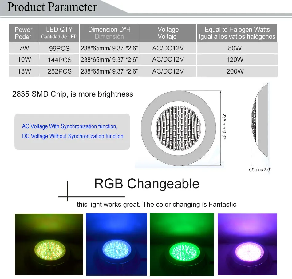 HOTOOK подводный светильник s RGB поверхностного монтажа светодиодный светильник для бассейна IP68 12 в 18 Вт лампа из нержавеющей стали для фонтана спа пруда