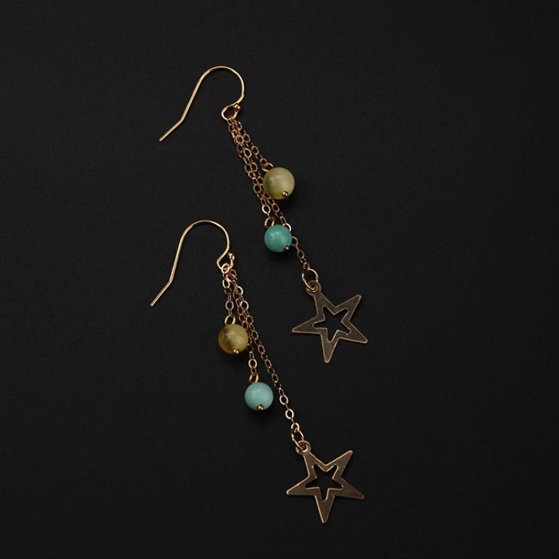 

2019 New Fashion 925 Sterling Silver Amber Star Trendy Drop Earrings