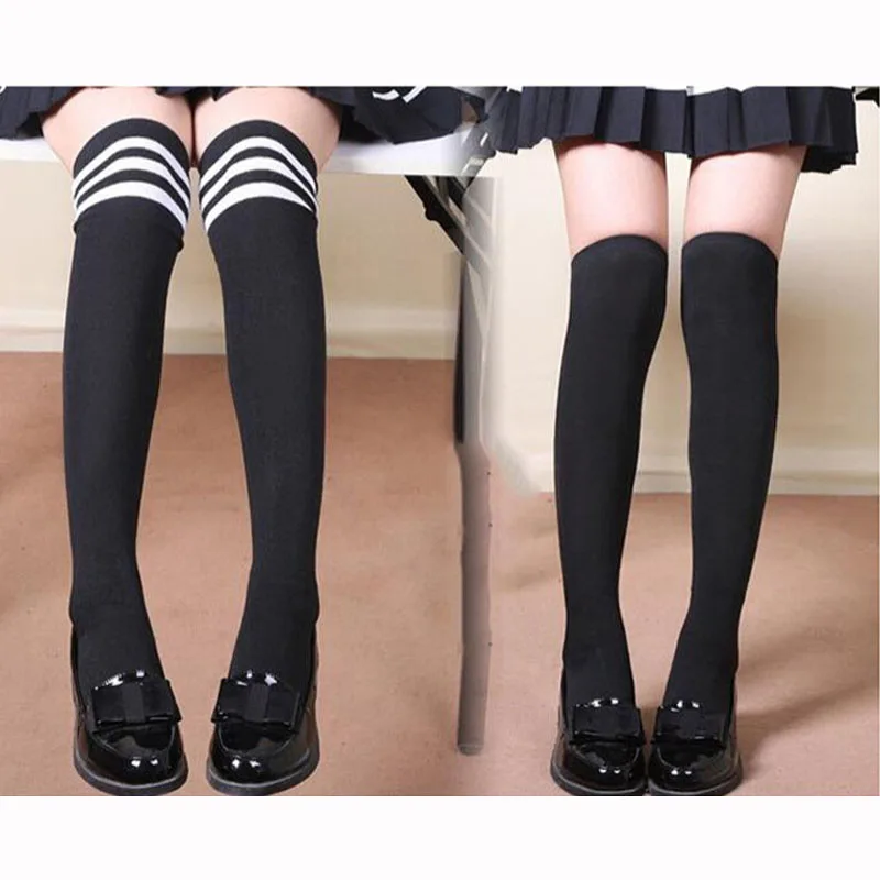 Image Sexy Stocking Fashion Design Women Girl Over The Knee Socks Dace Christmas Party Club Night Long Socks Student Black And  Stripe